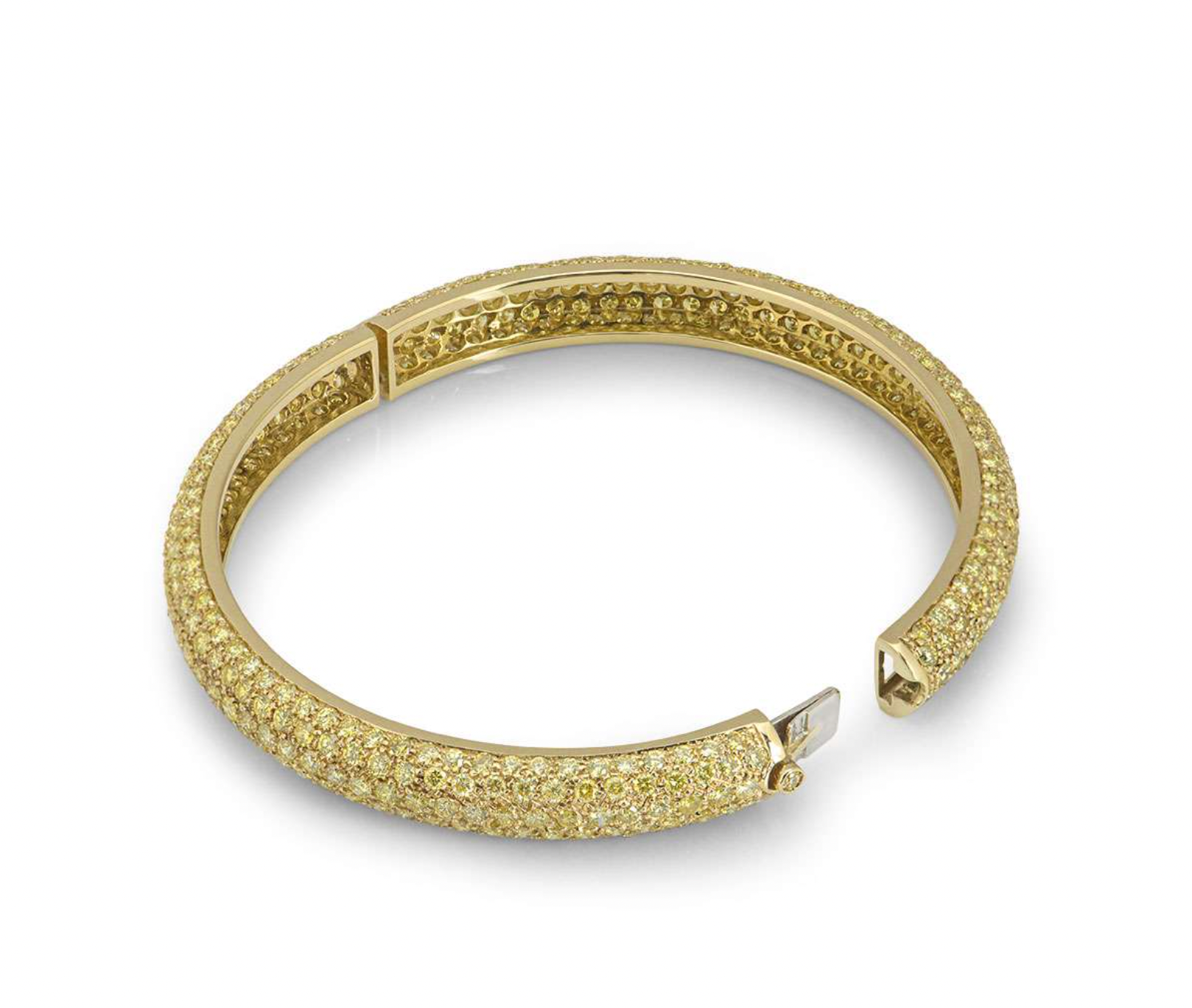 18ct yellow gold & yellow diamond hinged bangle 5.60ct TWD