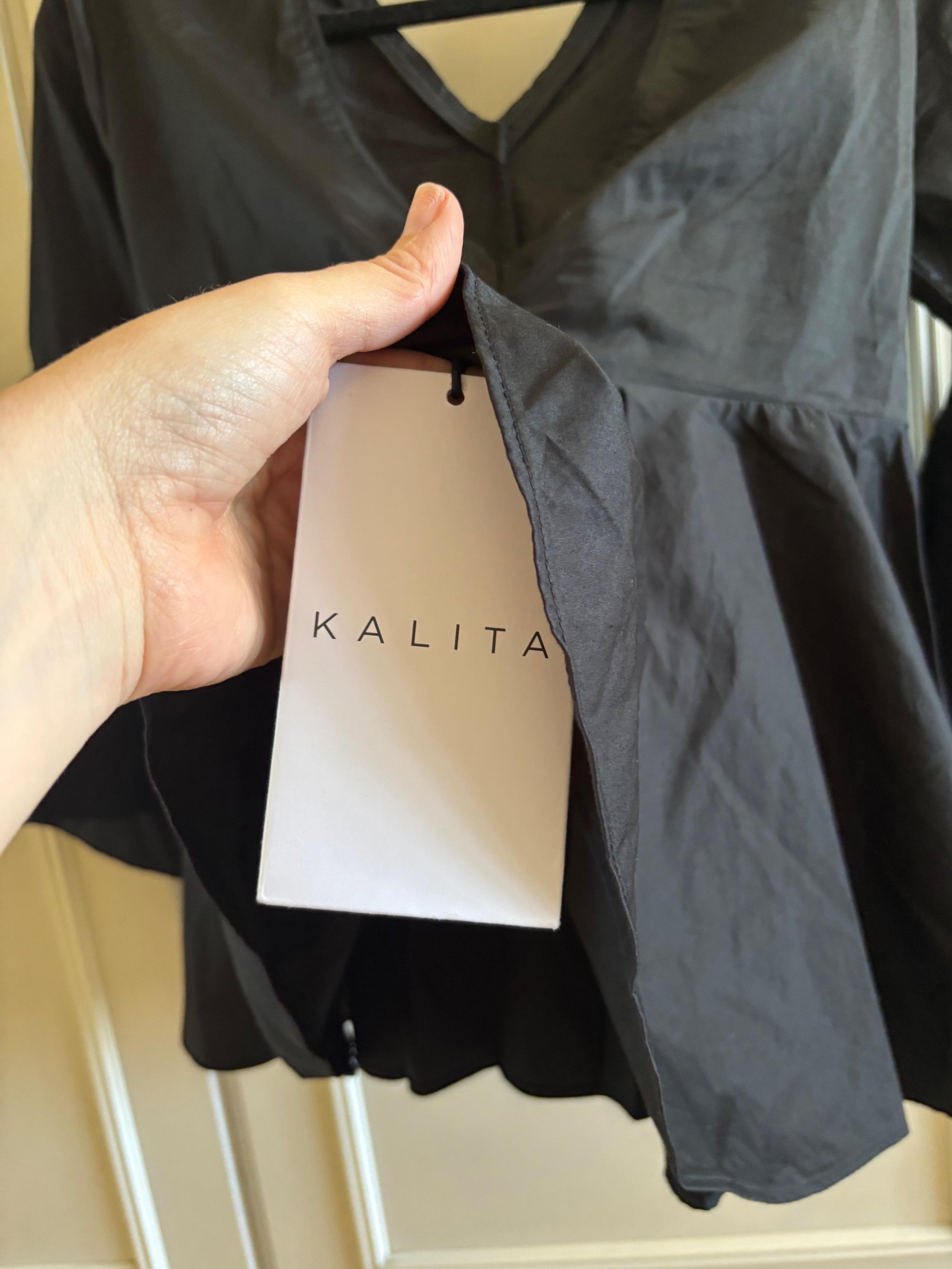 Black Cotton Peplum Top