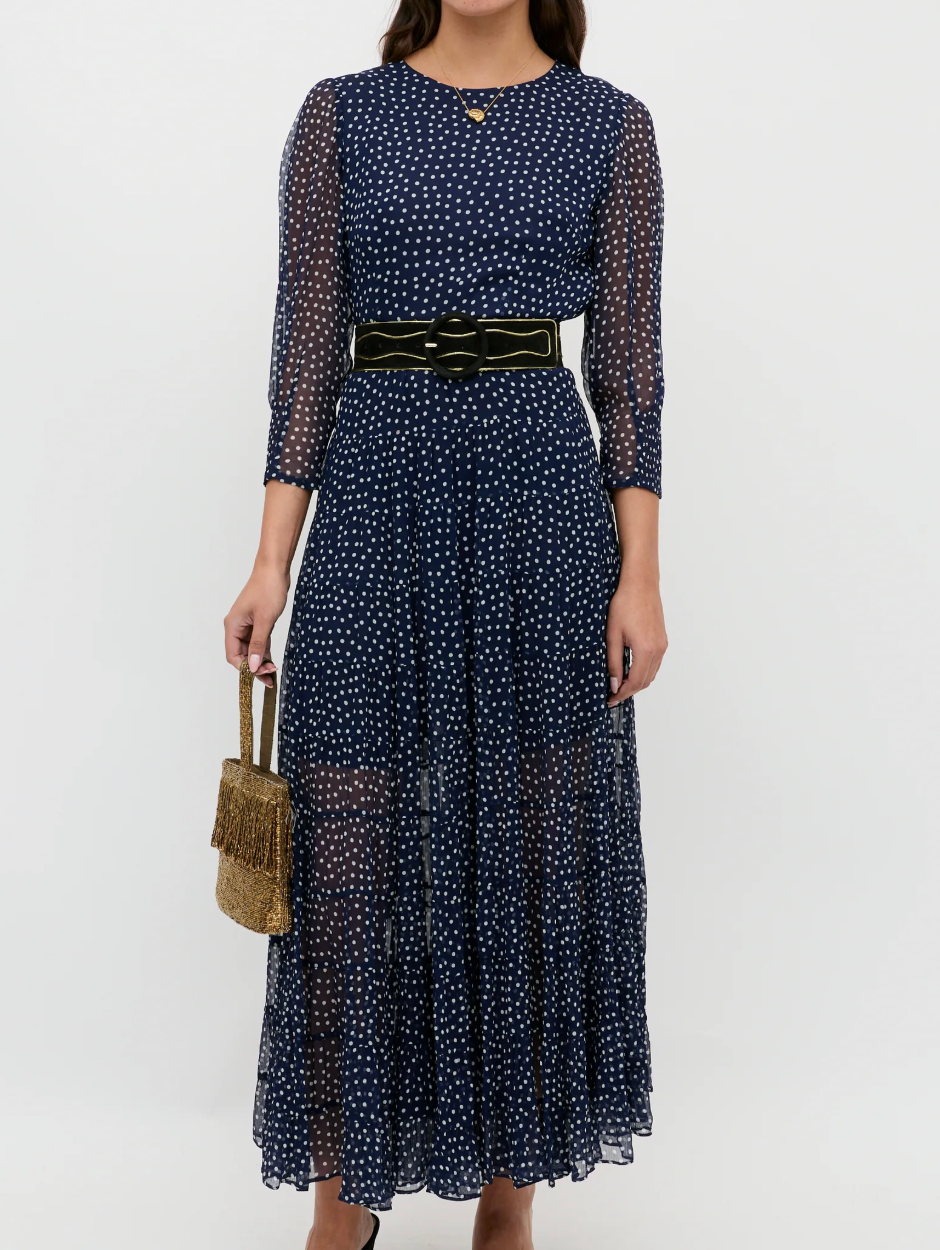 Rixo Kristen Georgette Midi Dress
