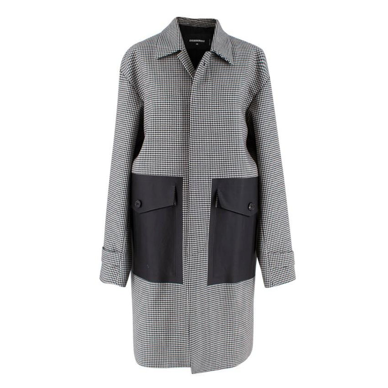 Dsquared2 Black & White Houndstooth Balmacaan Coat