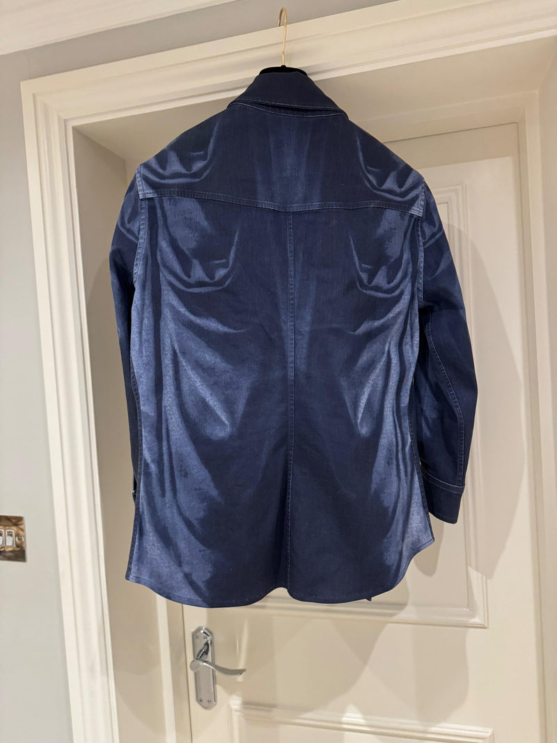 Chanel Blue Denim Shirt with CC Embossed Buttons