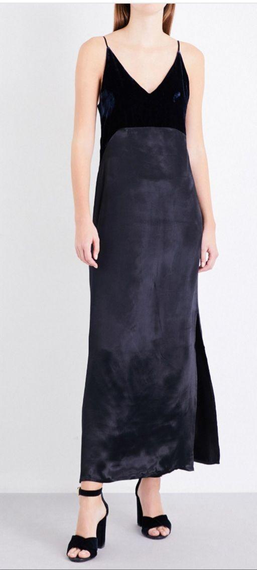 Ryck Velvet-paneled Satin Maxi Slip Dress
