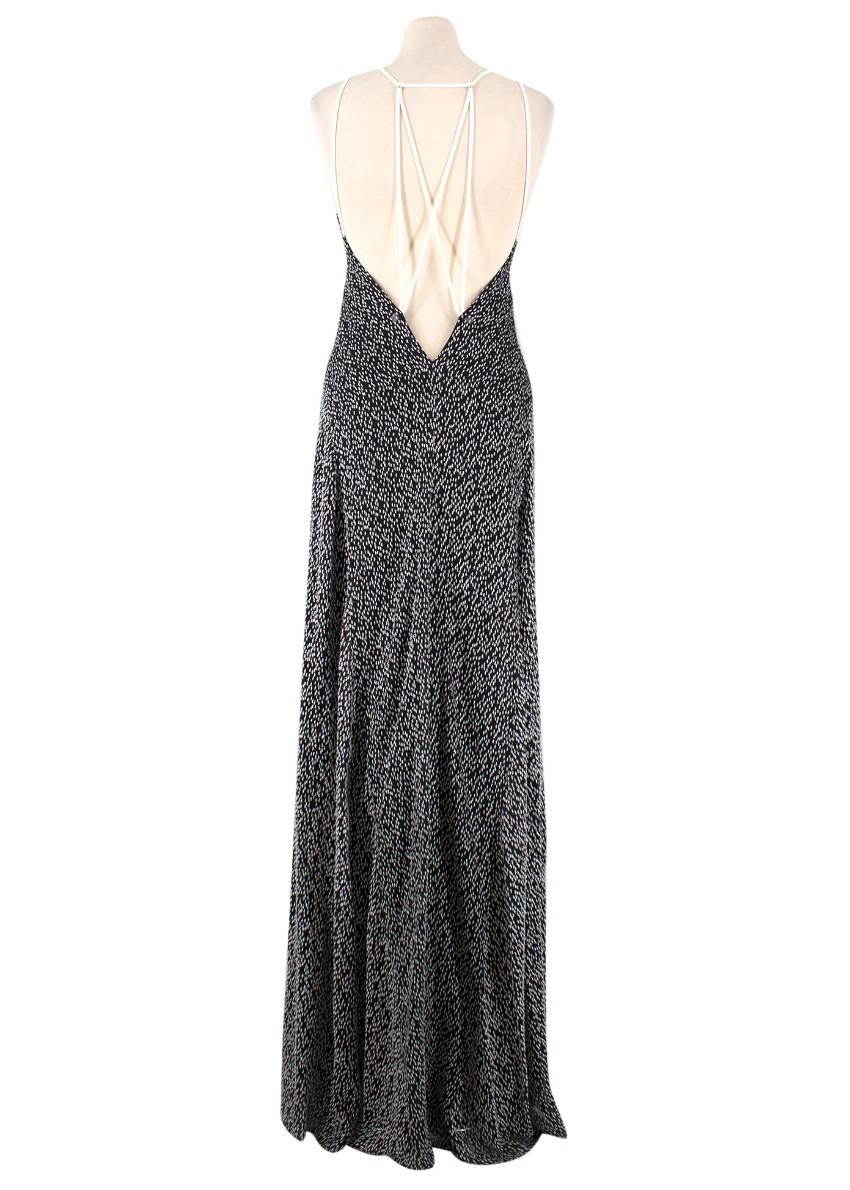 Galvan Black & White Textured Low Back Gown