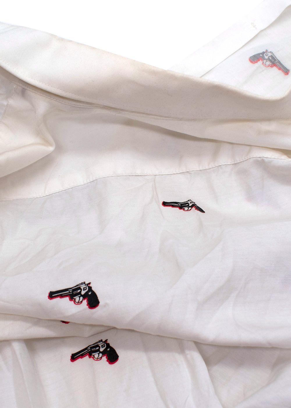 Pistol Print White Cotton Shirt