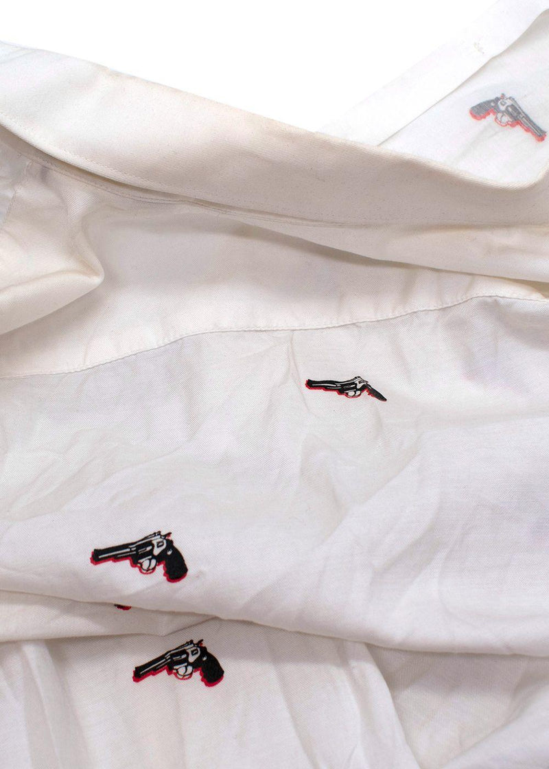 Pistol Print White Cotton Shirt