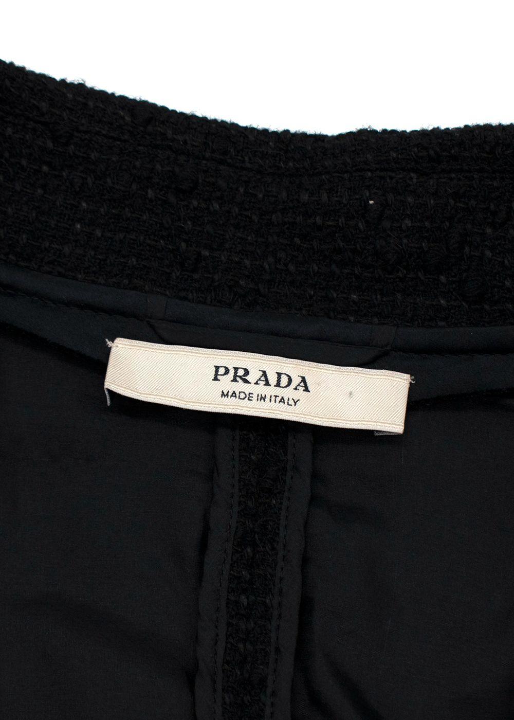 Sequin Embellished Black Wool Tweed Jacket