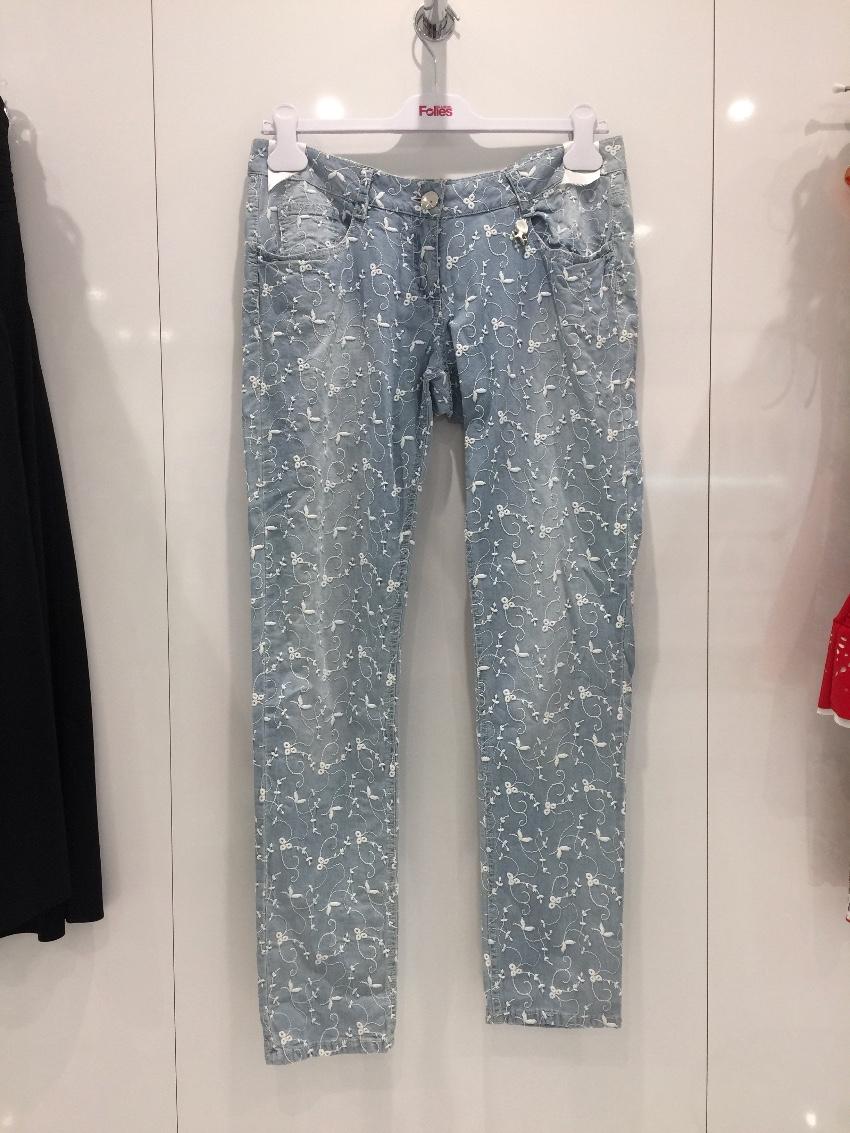 Blumarine Filigree Embroidered Pale Blue Jeans