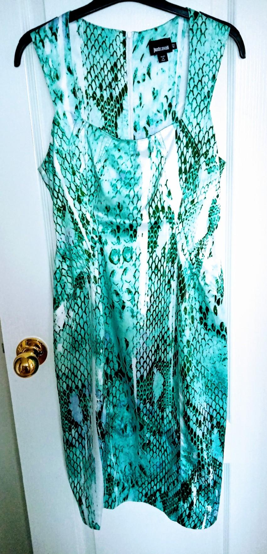 Just Cavalli Snake Print Green Dress
