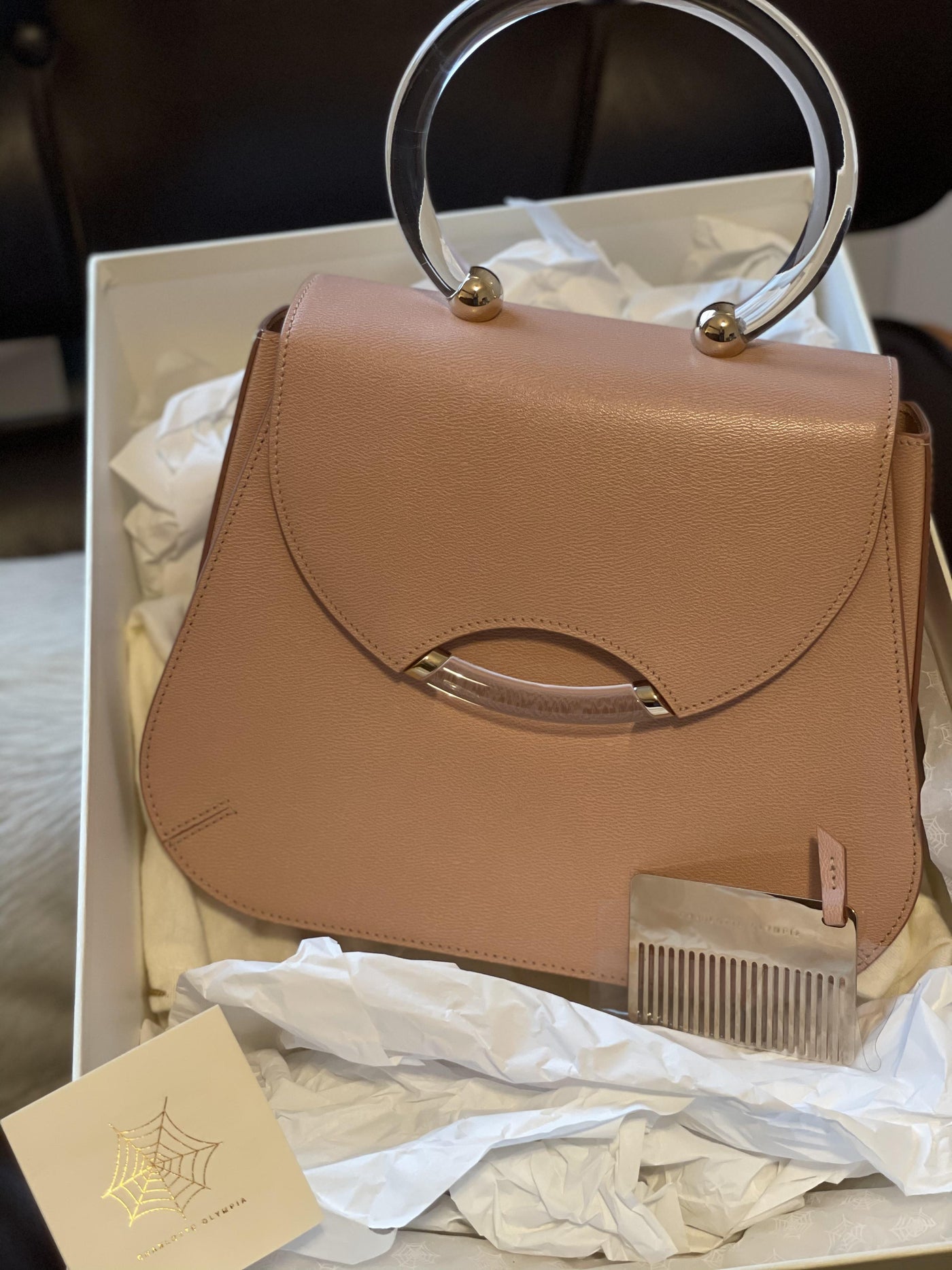 Charlotte Olympia Perspex Top Handle Leather Bag