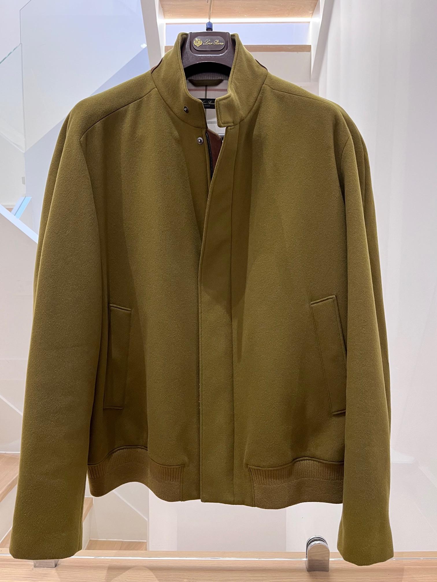 Khaki Cashmere Bomber Jacket