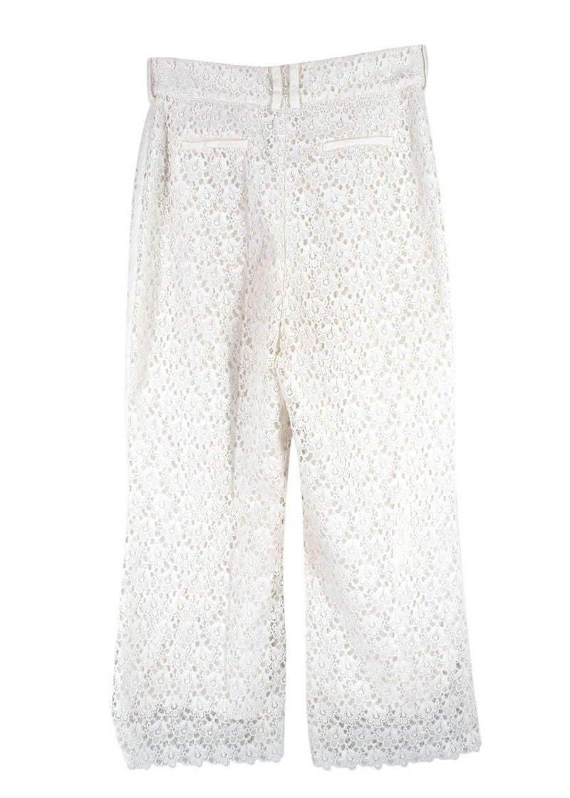 Zimmermann White Floral Crochet Trousers