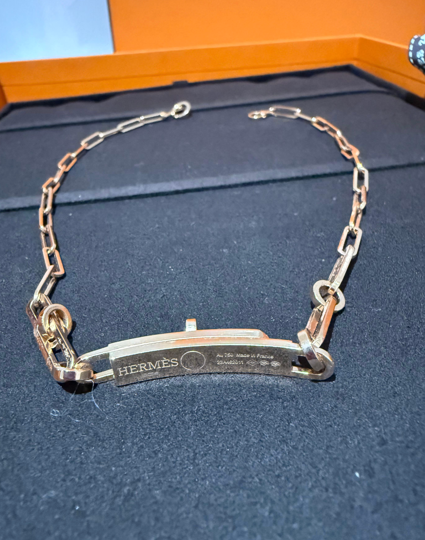 Hermes Kelly Chaine Choker Necklace 18K Rose Gold and Diamonds