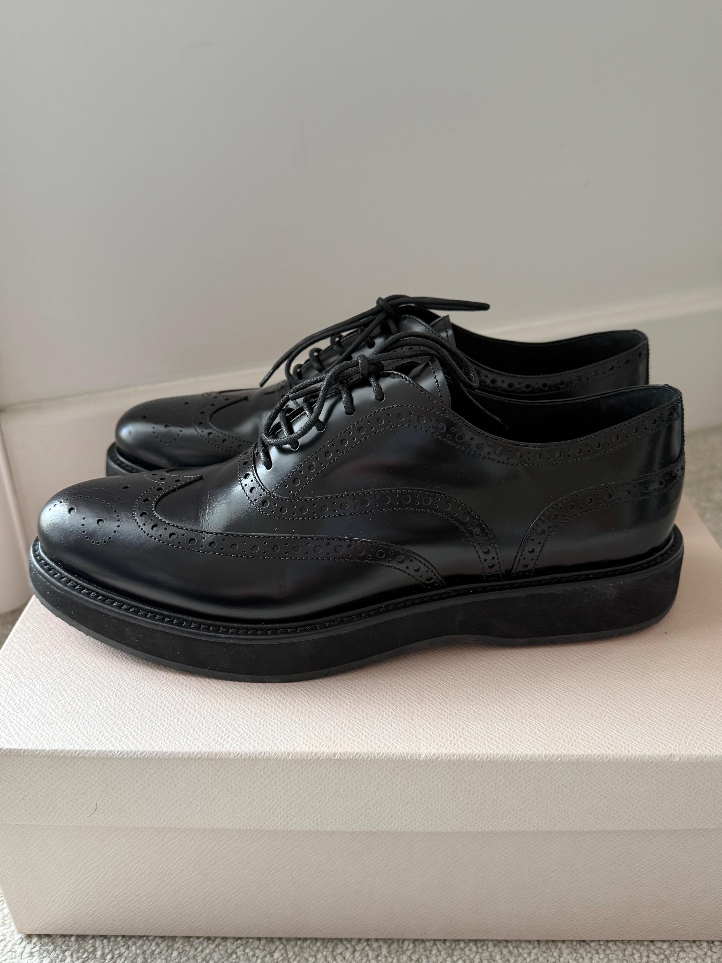 Prada Black Leather Brogues