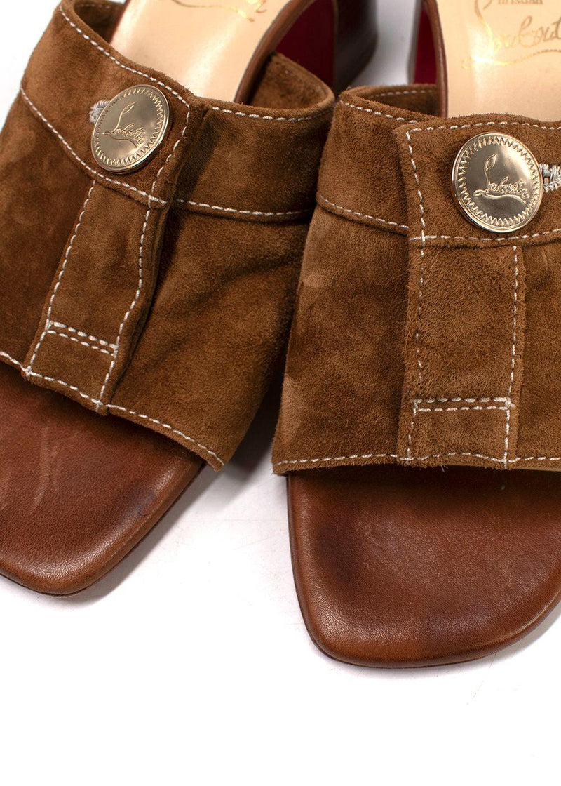 Christian Louboutin Brown Dechirago 55 Safari Suede Mules