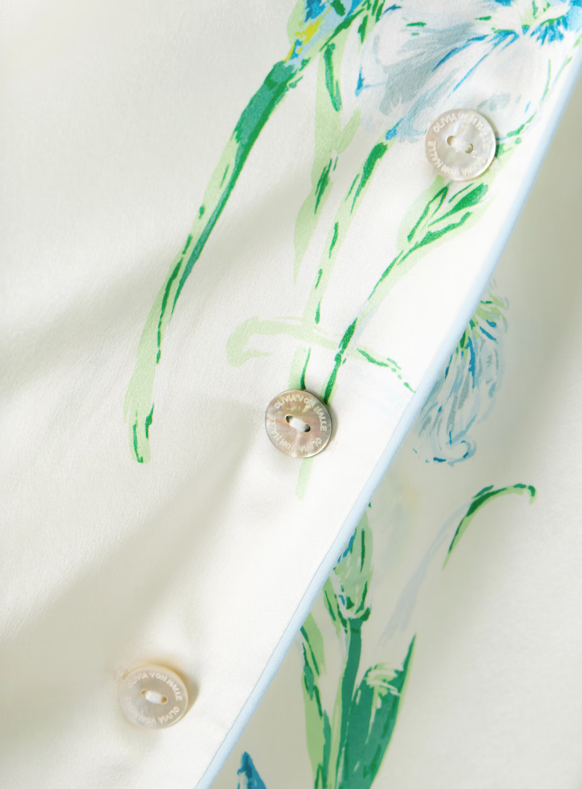 Olivia von Halle White Silk Floral Lila Asterias Pyjama Set