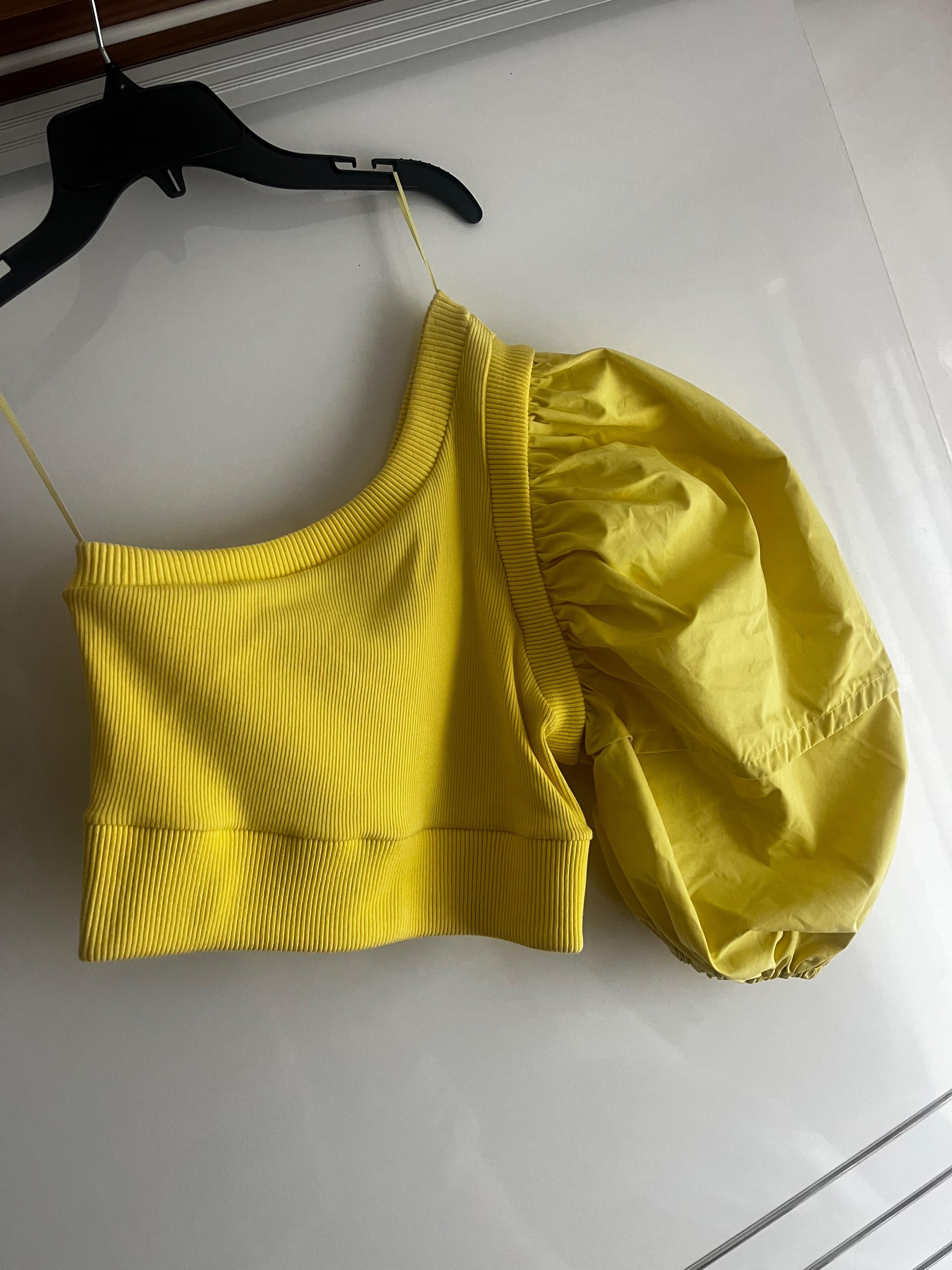 Alexander McQueen Yellow Cropped One Shoulder Top