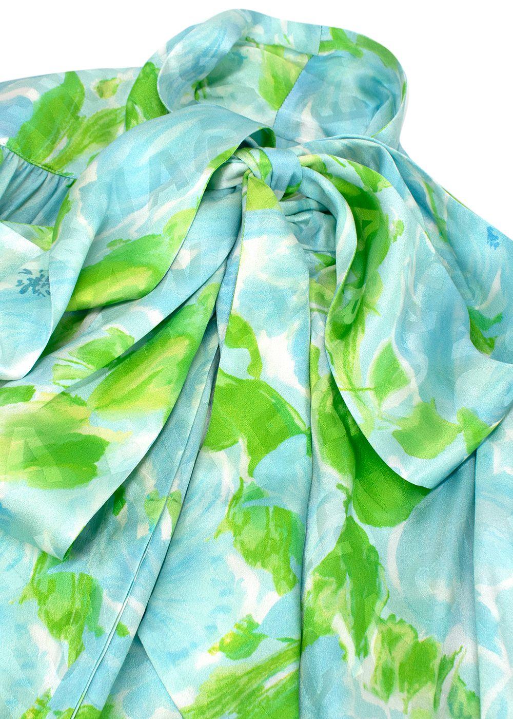 Balenciaga Blue and Green Silk Blouse