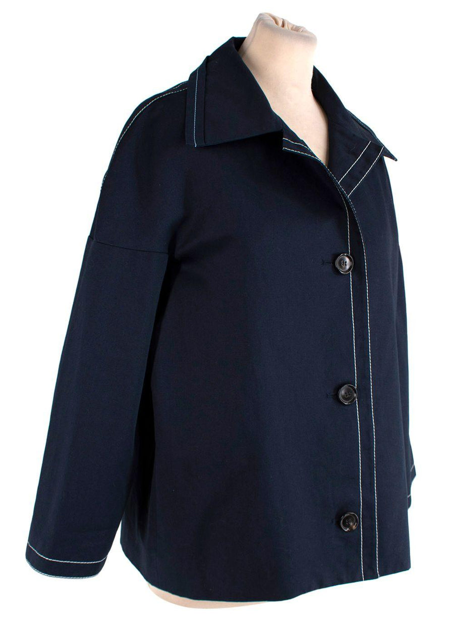 Marni Blue Boxy Jacket with Contrast Stitching