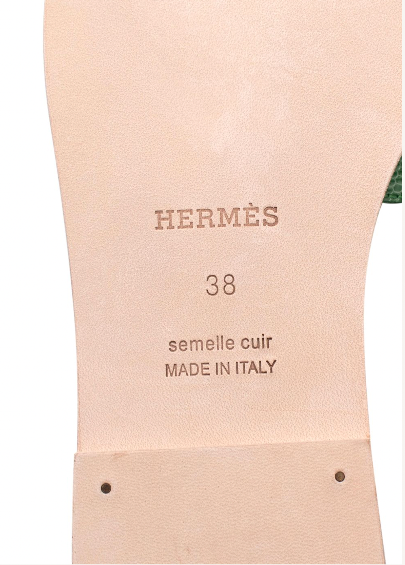 Hermes Vert Jade Niloticus  Lizard Oran Sandals