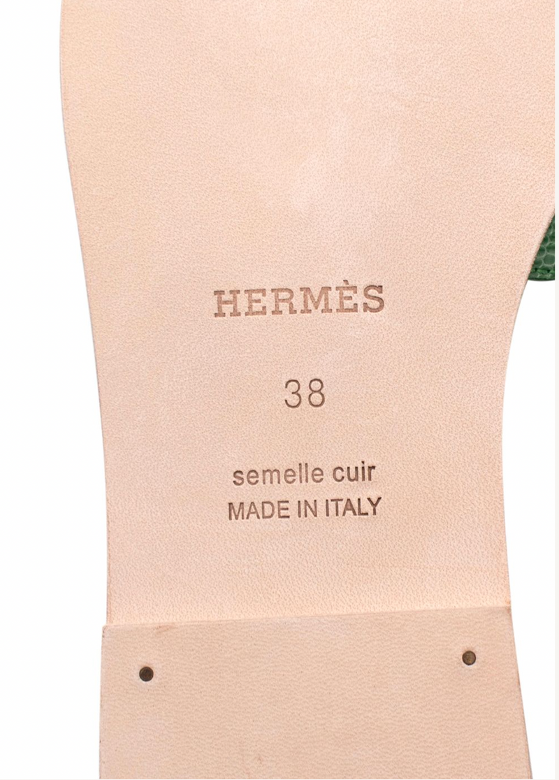 Hermes Vert Jade Niloticus  Lizard Oran Sandals