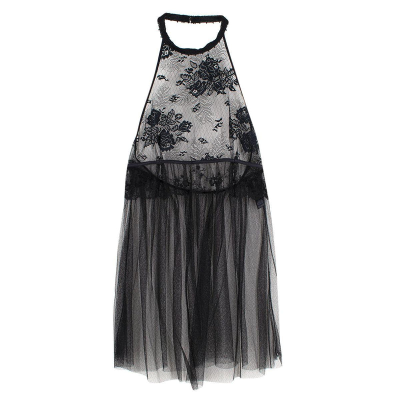 Black Tulle & Lace Sheer Halterneck Camisole