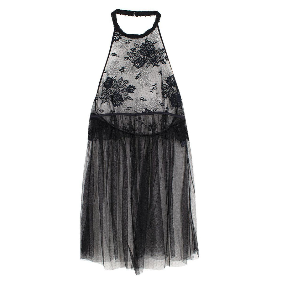 Black Tulle & Lace Sheer Halterneck Camisole
