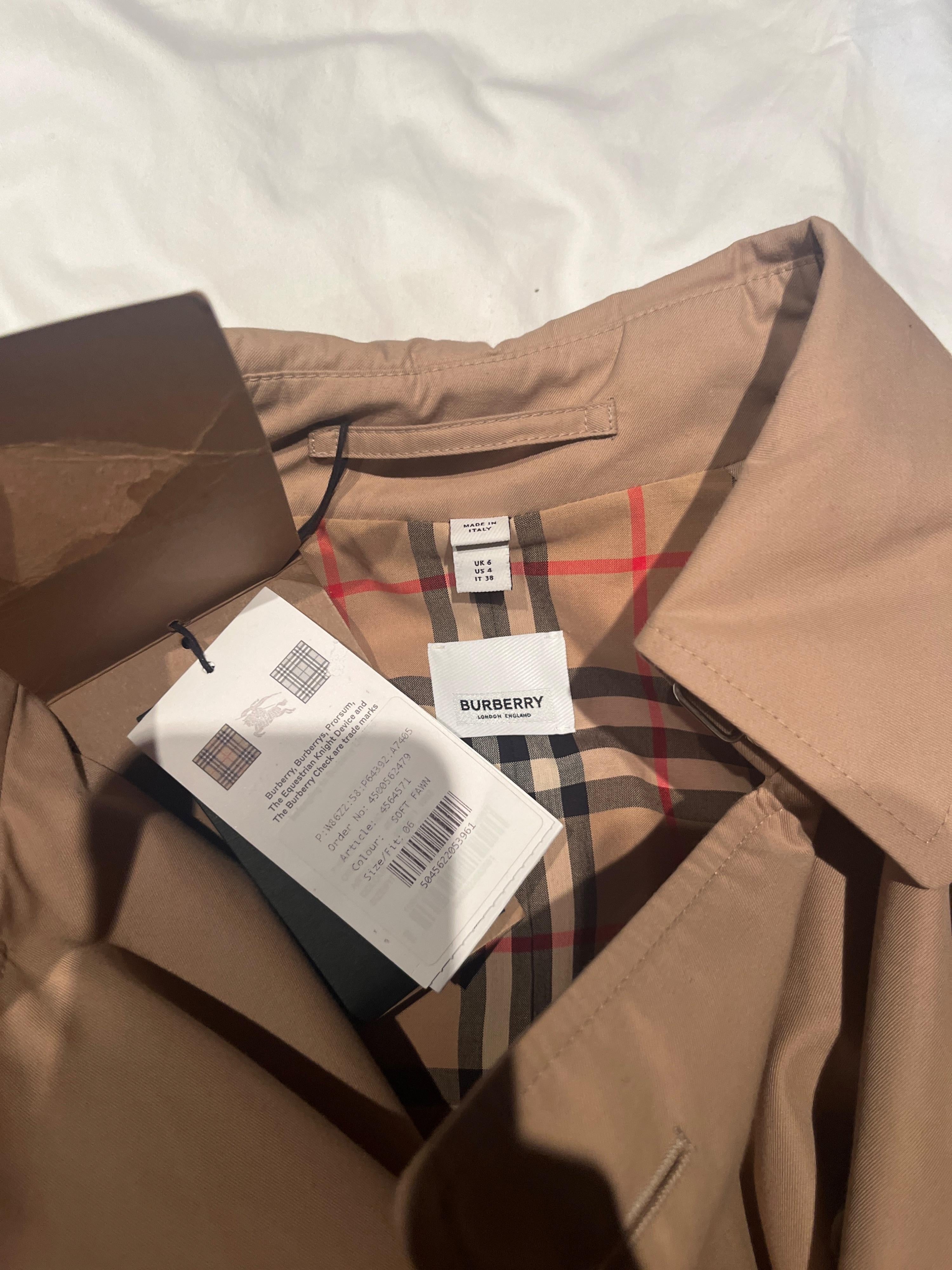 Burberry Soft Fawn Cape Trench Coat with Contrast Detail