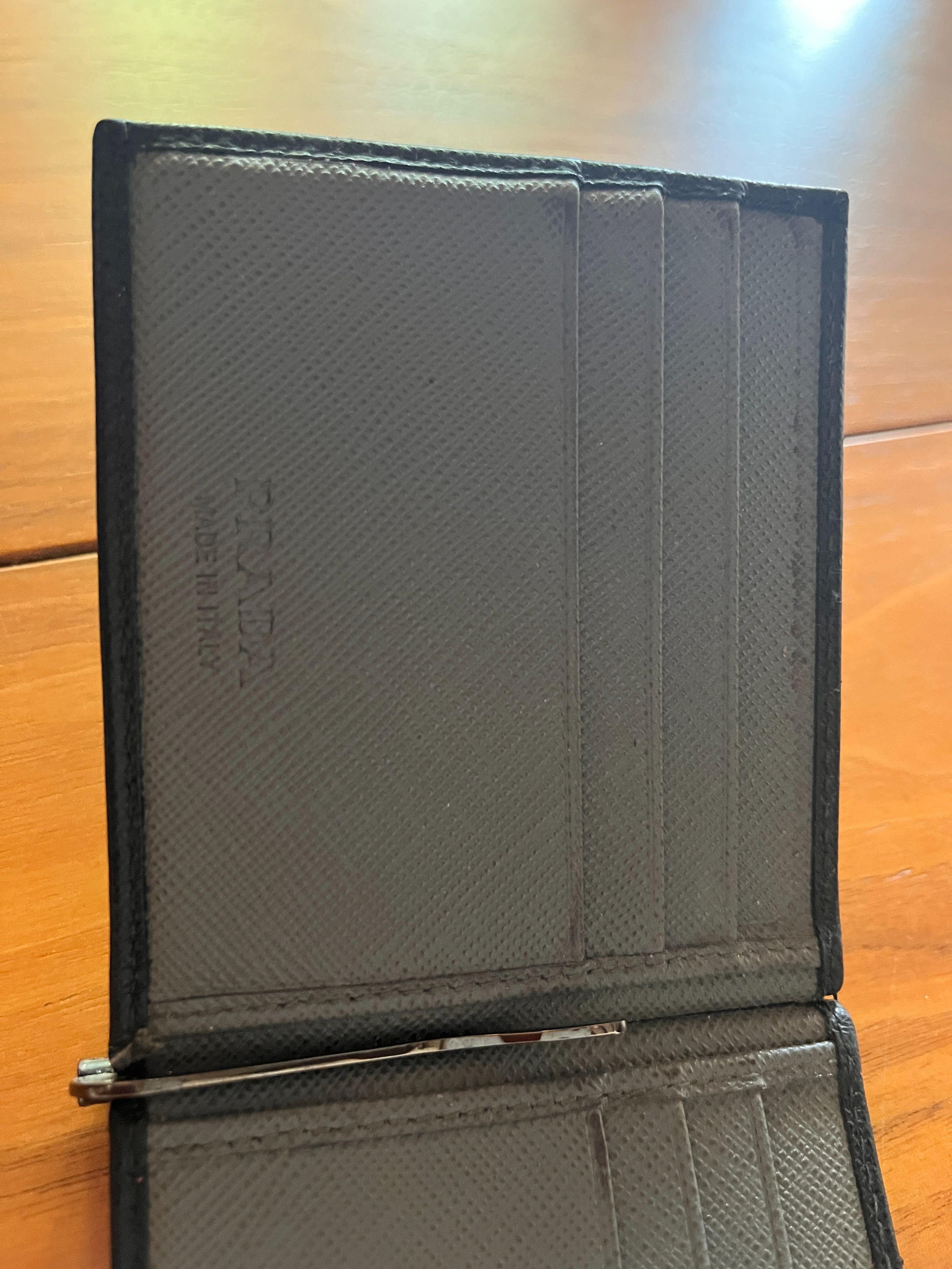 Black Saffiano leather compact wallet