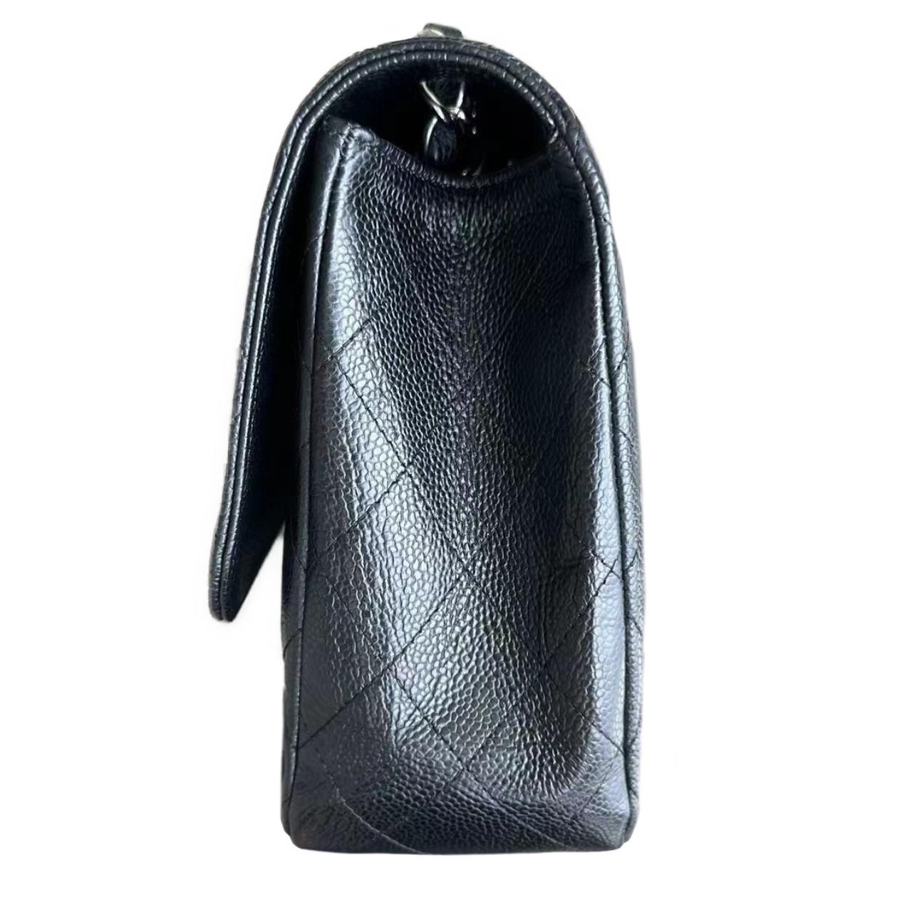 Chanel Black Caviar Leather Jumbo Single Flap Bag