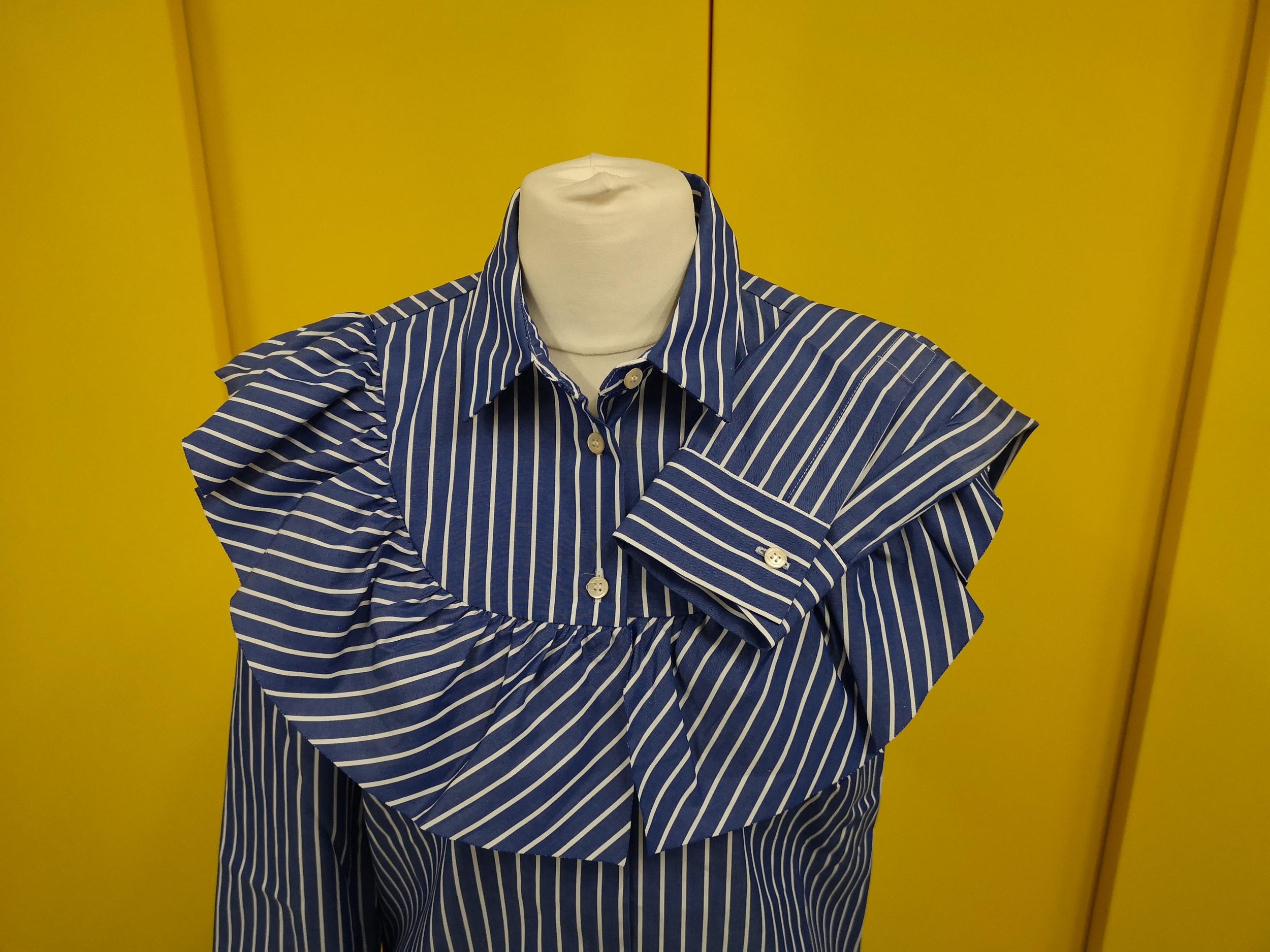 REDValentino Striped Cotton Ruffle Shirt