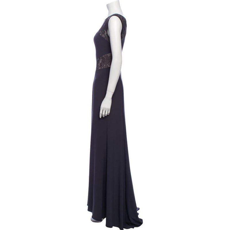 jet grey crepe & lace gown