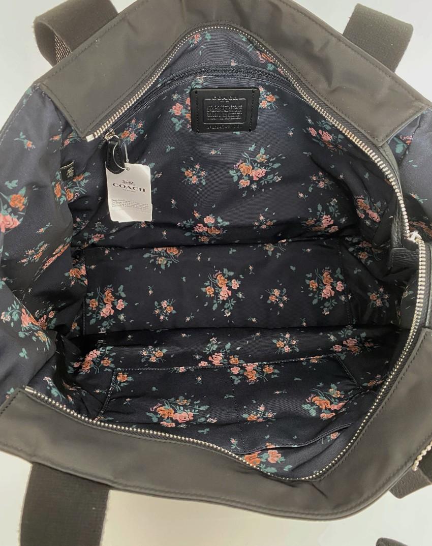 Coach Black Leather Trimmed Nylon Tote Bag