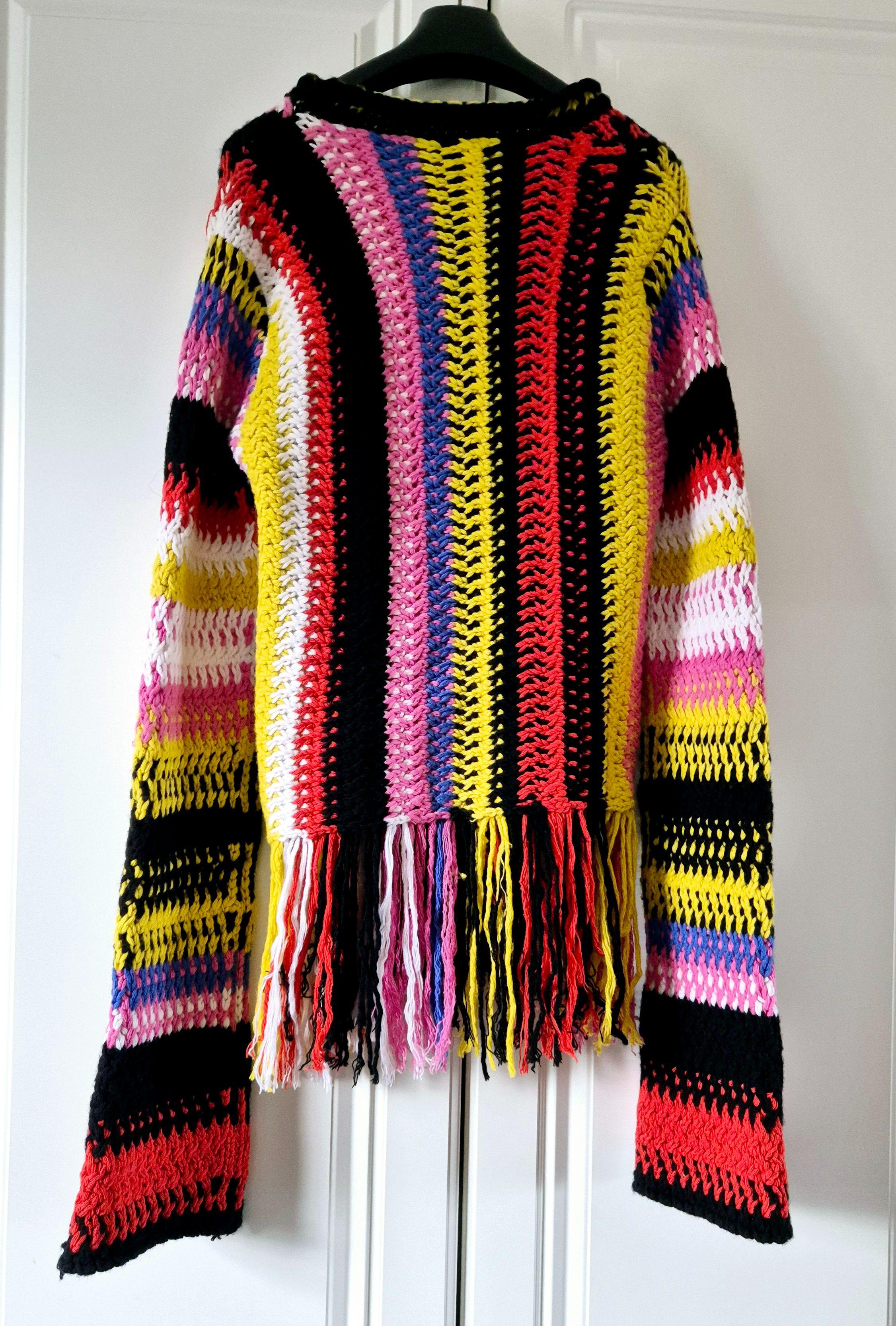 Chloe Multicoloured Fringe Stripe Macrame Sweater