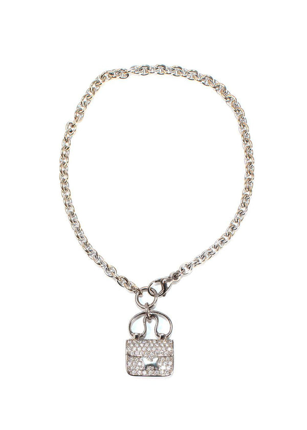 Hermes 18K White Gold Diamond Constance Amulettes Bracelet
