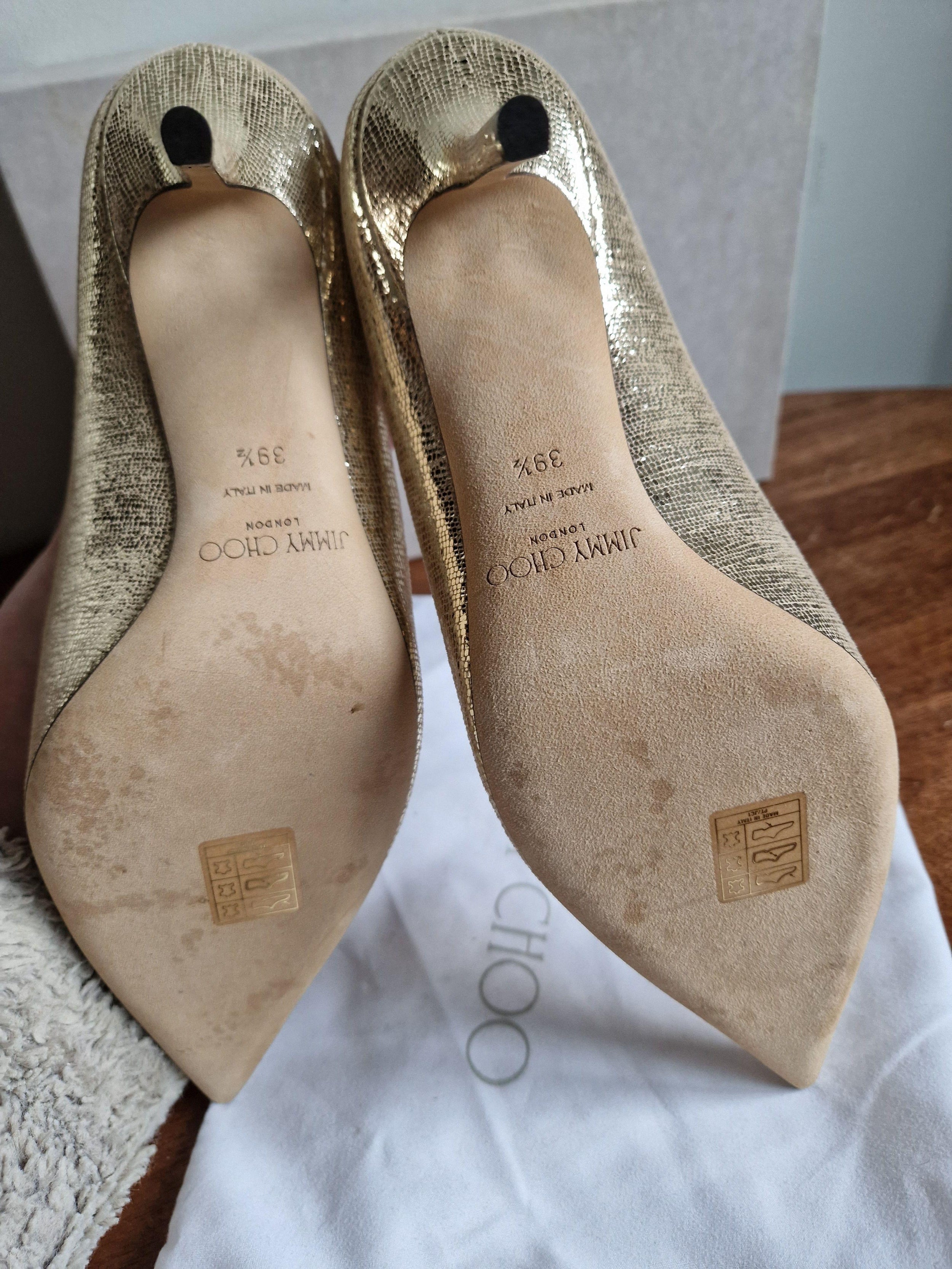 Gold Leather Pumps 85