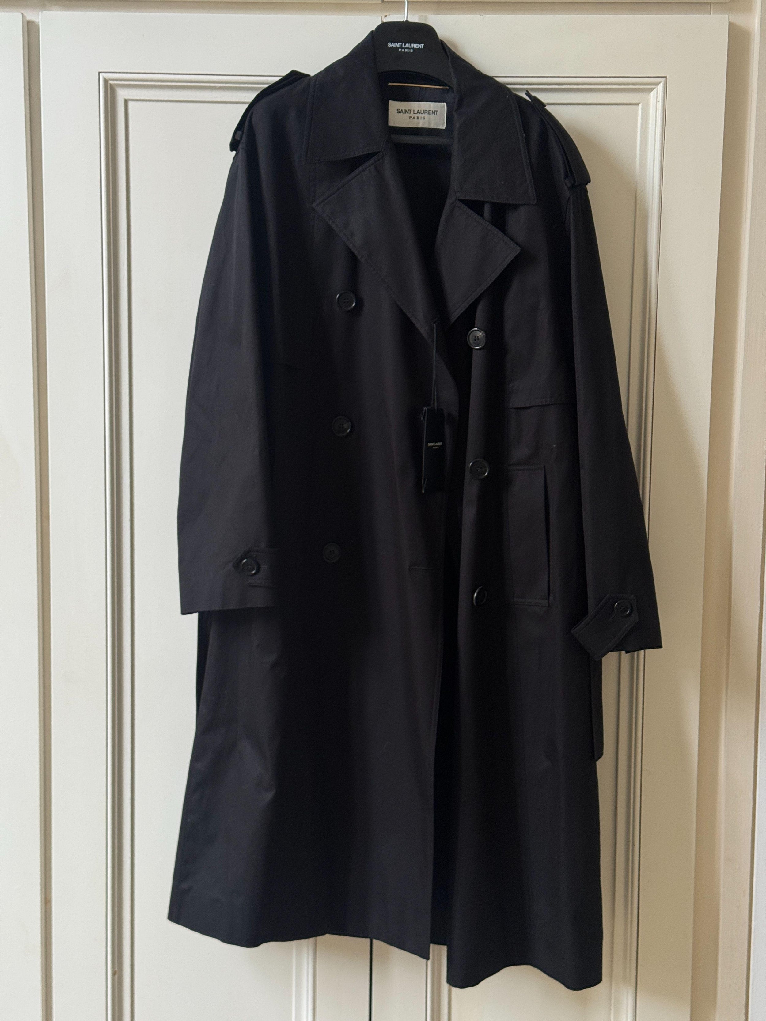 Saint Laurent Black Cotton Trench Coat