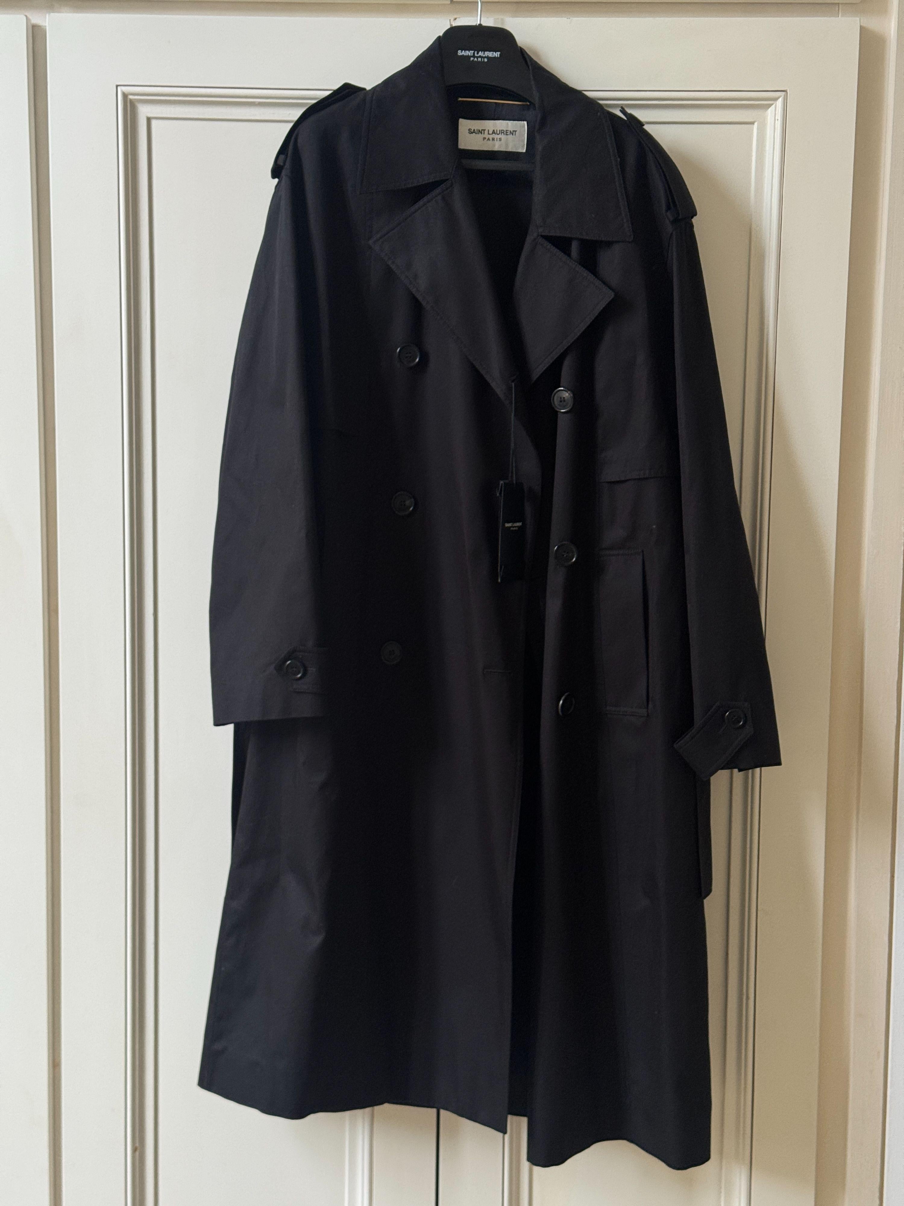 Saint Laurent Black Cotton Trench Coat