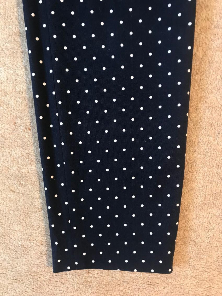 J. Crew Cafe Capri navy polka dot stretch pants
