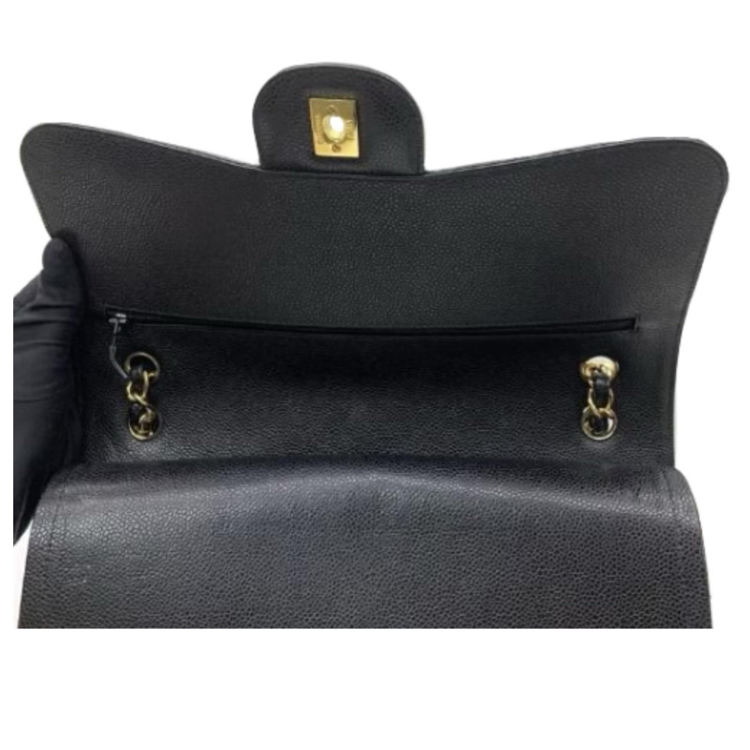 Chanel Black Caviar Leather Jumbo Double Flap Bag