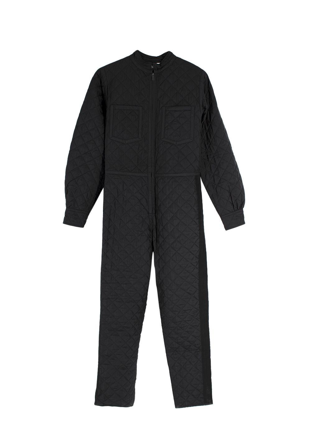 Dior Black Quilted Zip Front Jump Suit