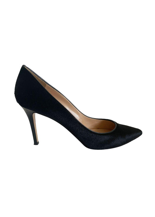 Black Pony Hair Pointed Toe Pumps