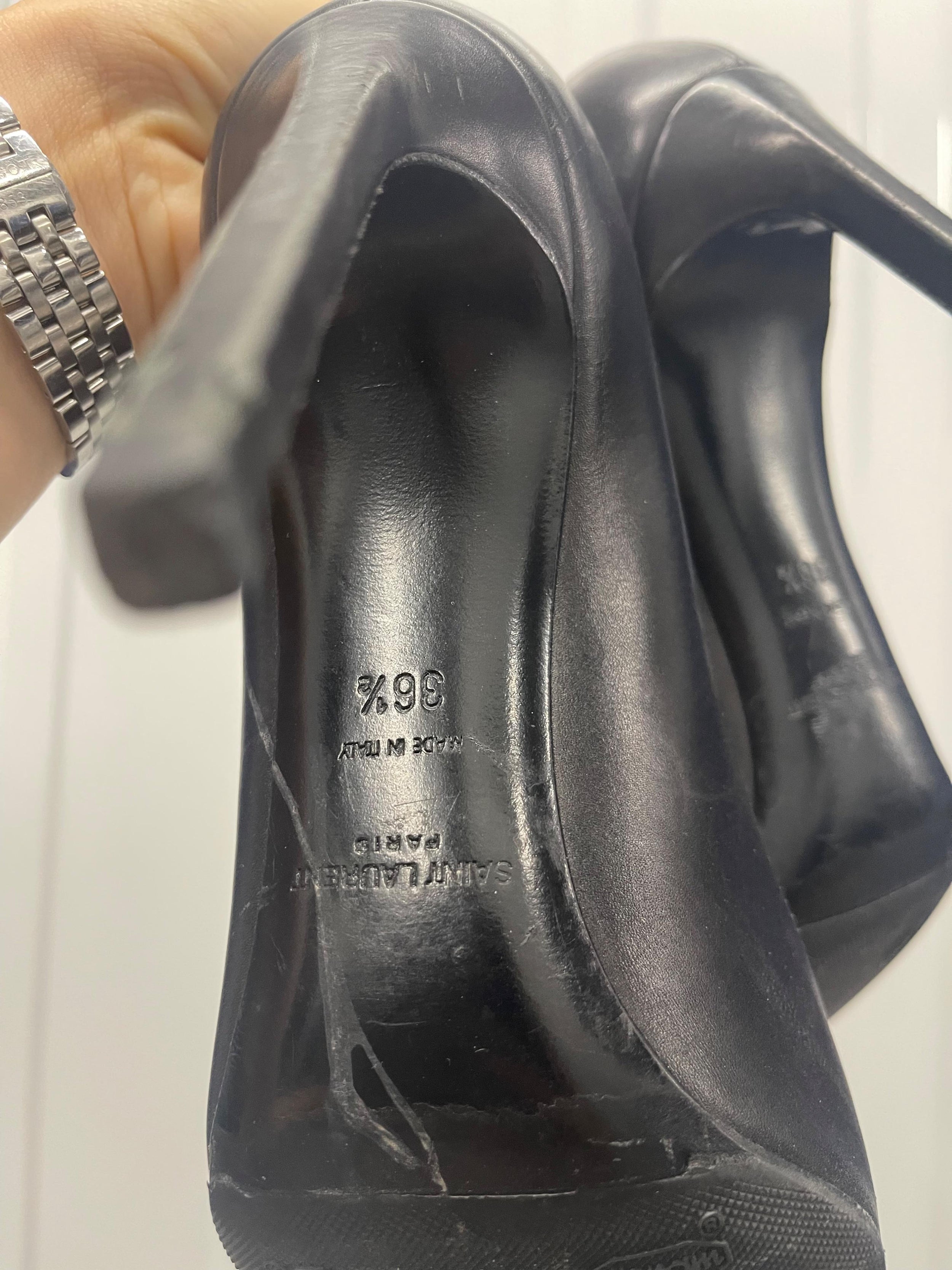 Anja 105 Black Leather Pointed Toe Pumps