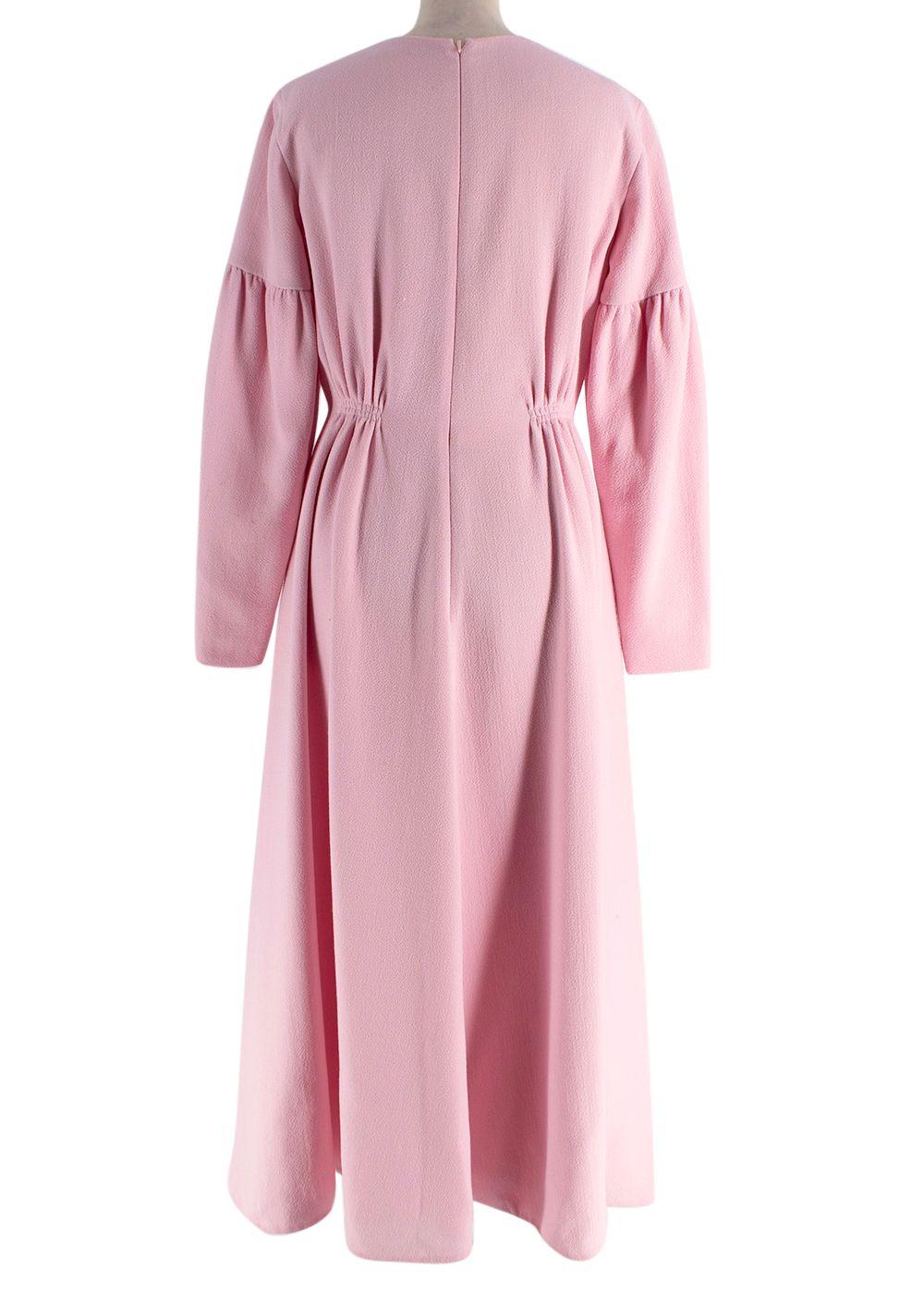 Emilia Wickstead Pink Long Sleeve Midi Dress
