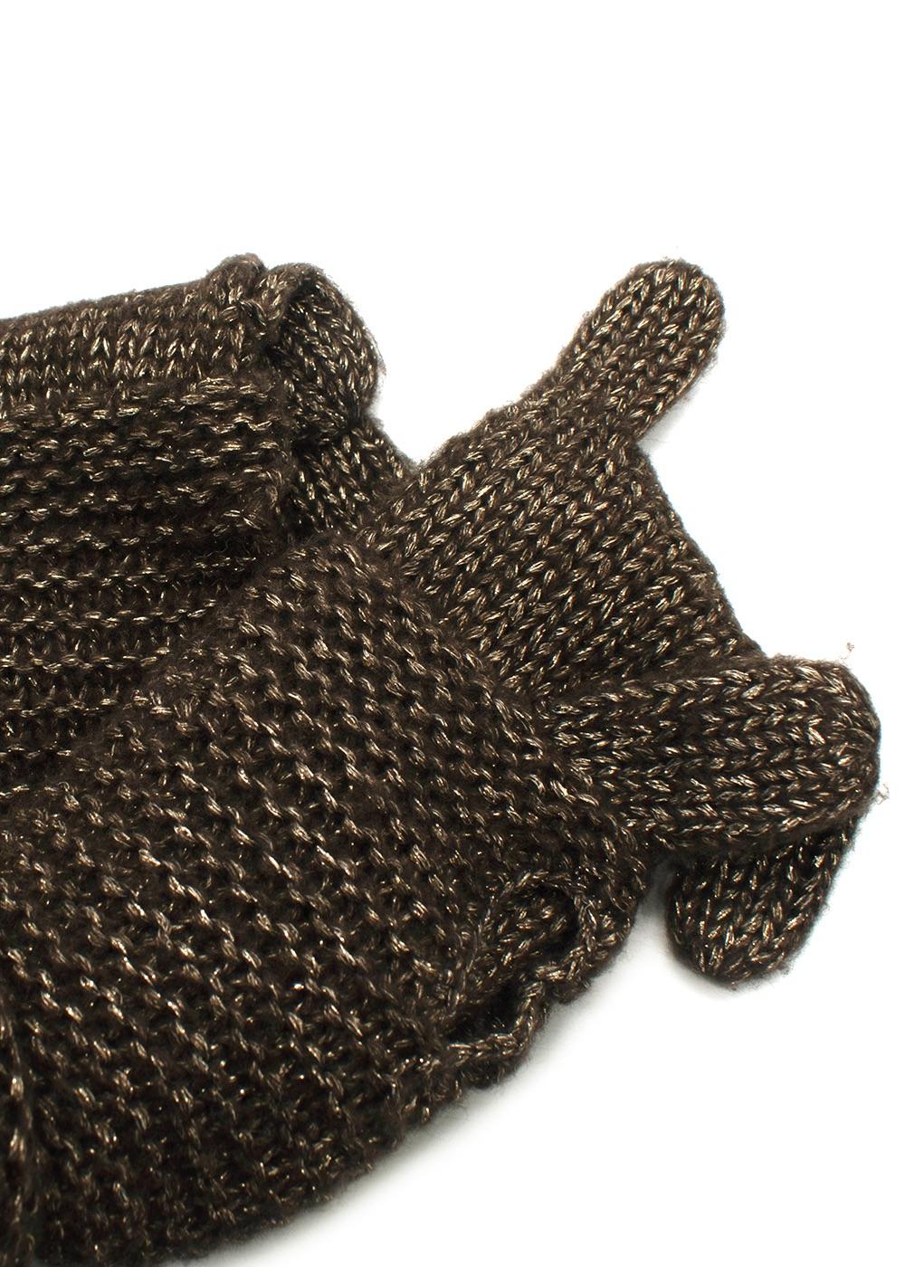 Ralph Lauren Brown Metallic Wool Blend Beanie and Gloves
