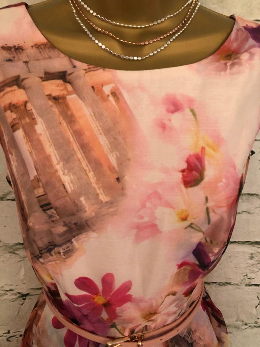 Mikael Aghal Organza Floral Print Dress
