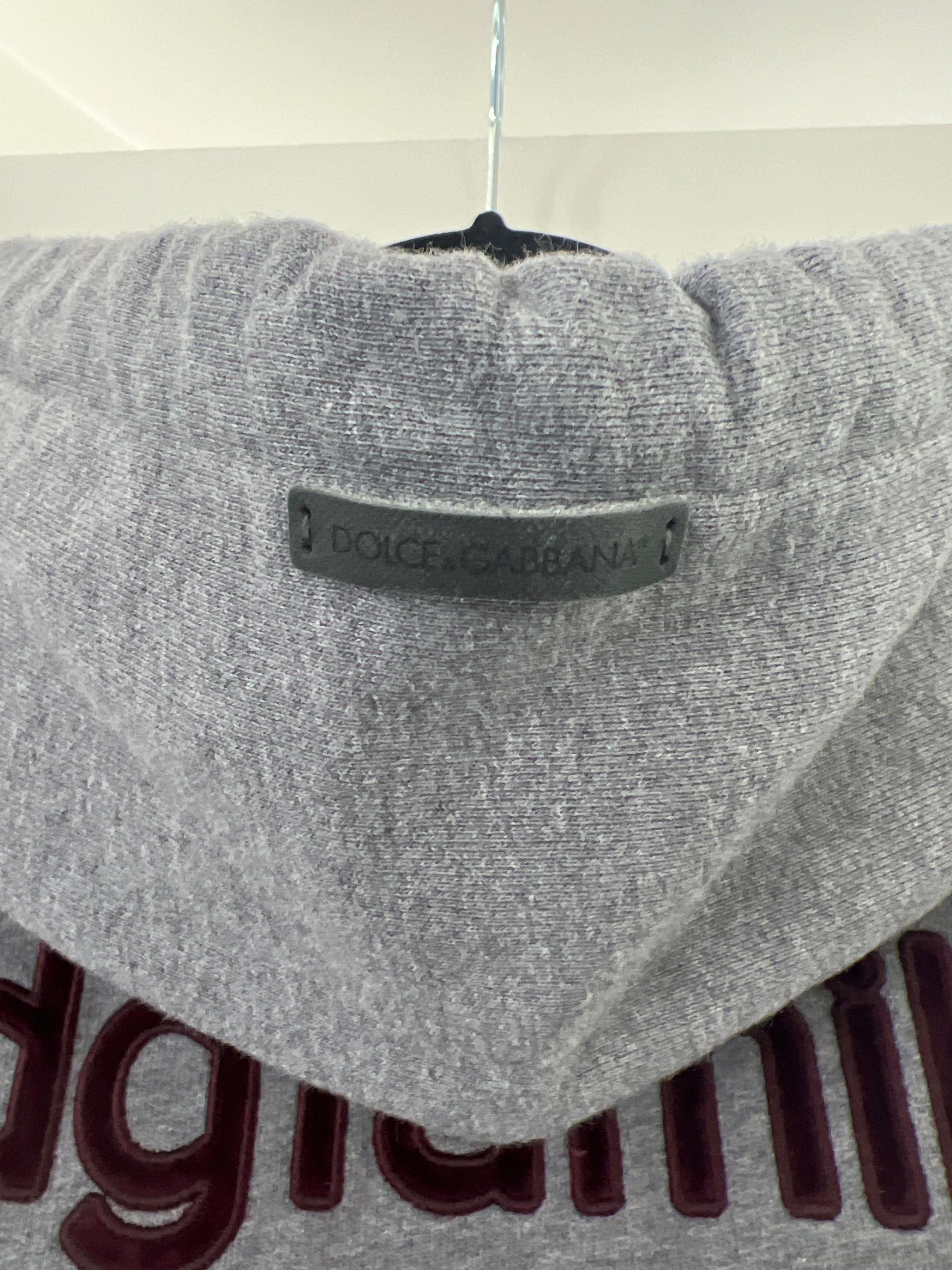 DG Family Embroidered Grey Cotton Hoodie