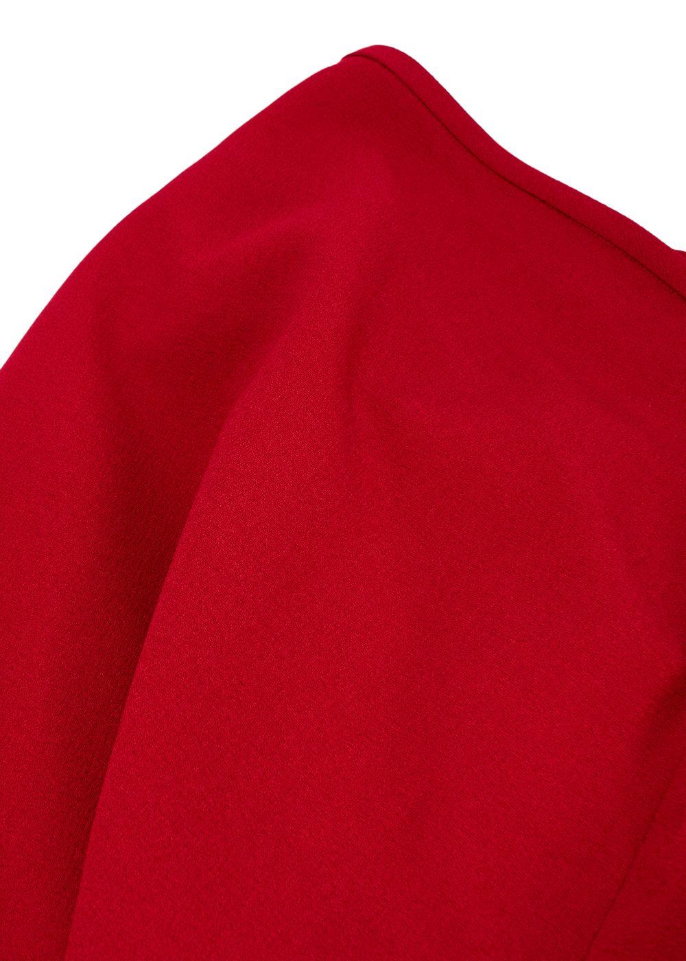 Ellery Red Crepe Wrap-tie Blouse & Fluted Skirt