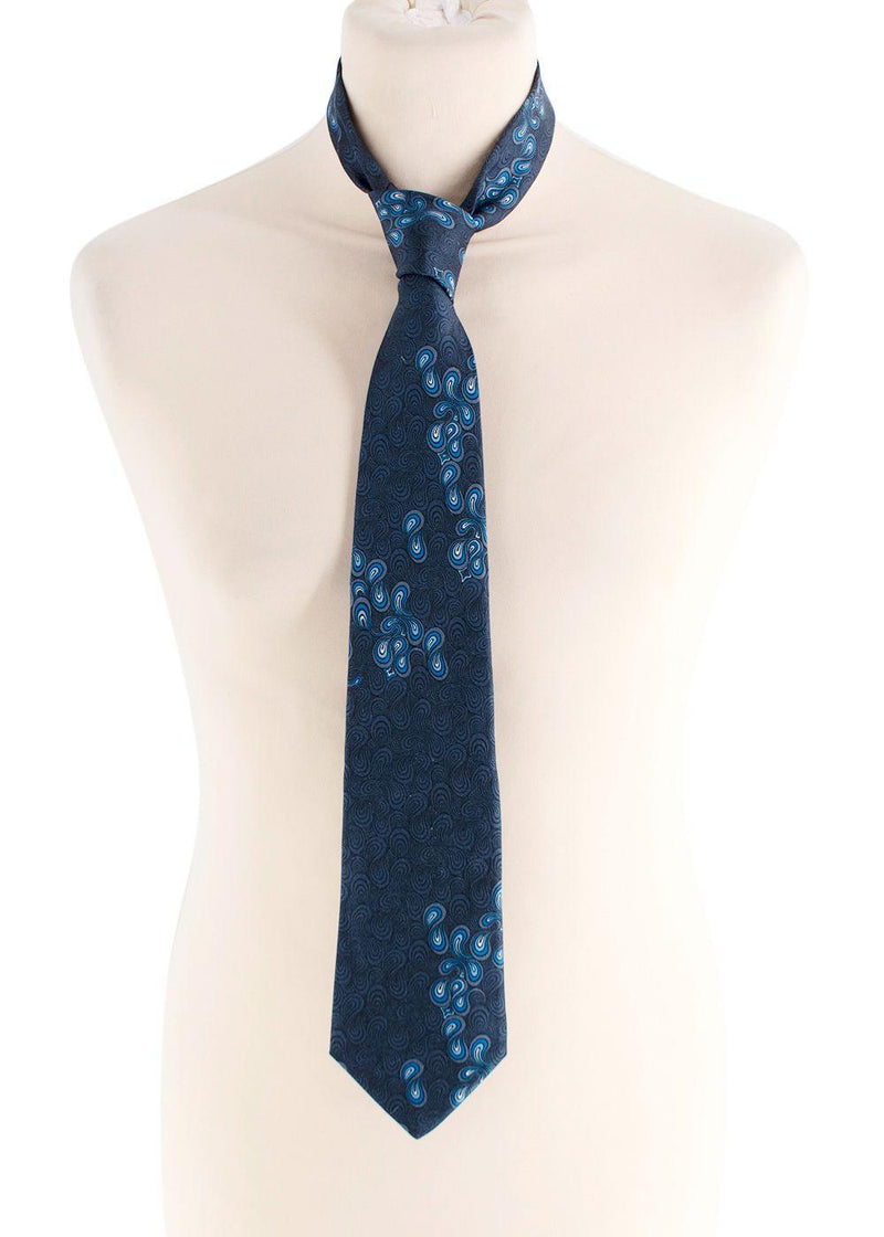 Turnbull Asser Navy Dotted Paisley Pattern Tie