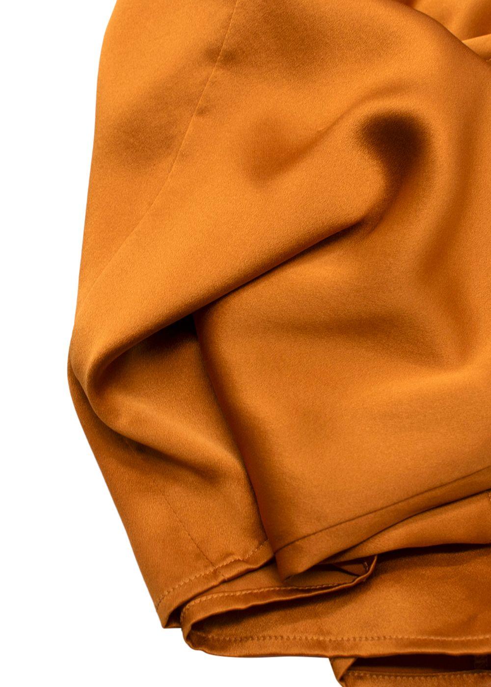 The Sei Burnt Orange Sleevless Silk Tie Blouse