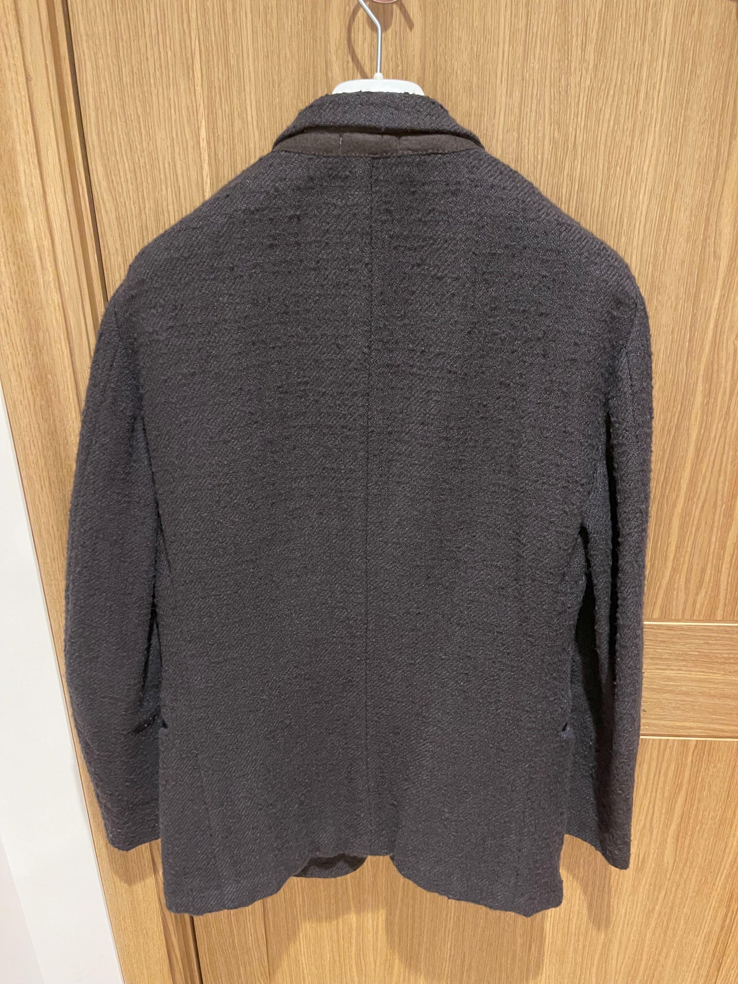 Brown Textured Hemp Blend Single Breasted Blazer